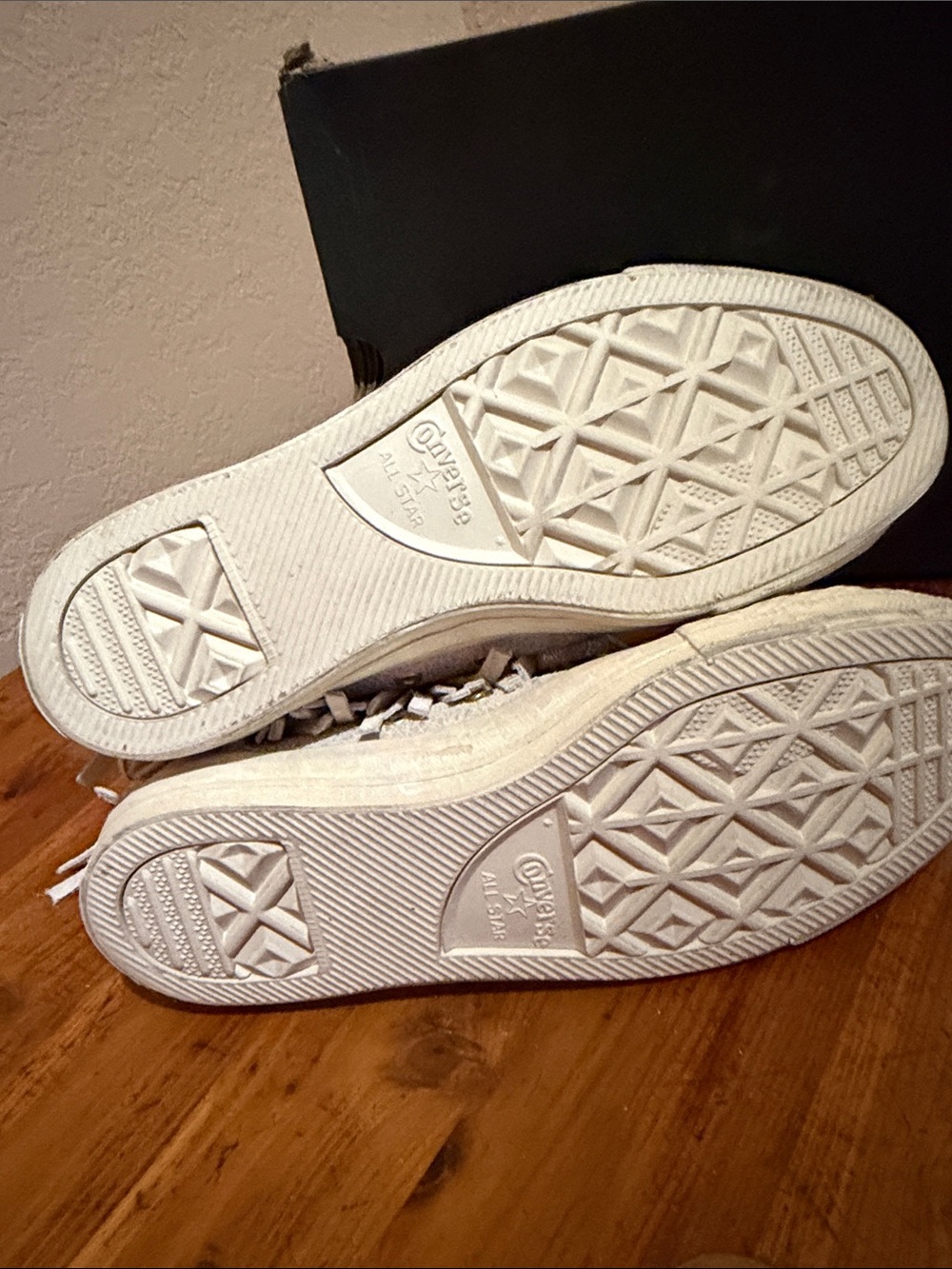 Converse Iridescent Fringe Off White Women's Leather High-Top Sneakers - Picture 8 of 9
